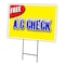 Signmission Free Ac Check Yard Sign & Stake outdoor plastic coroplast window, C-1216 Free Ac Check C-1216 Free Ac Check - alternate 1